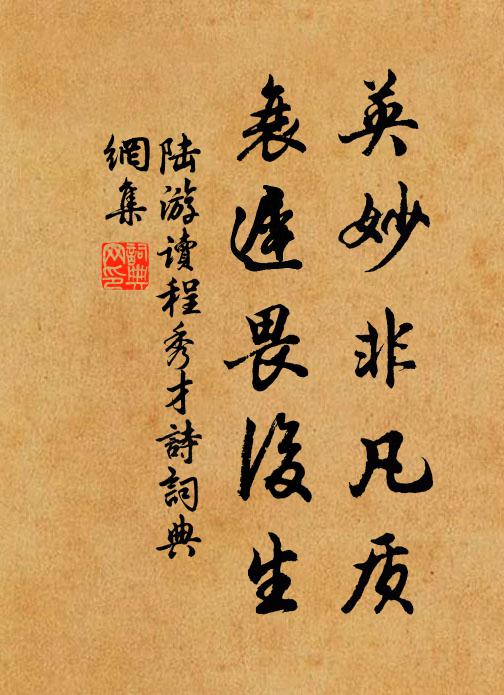 陆游英妙非凡质，衰迟畏后生书法作品欣赏