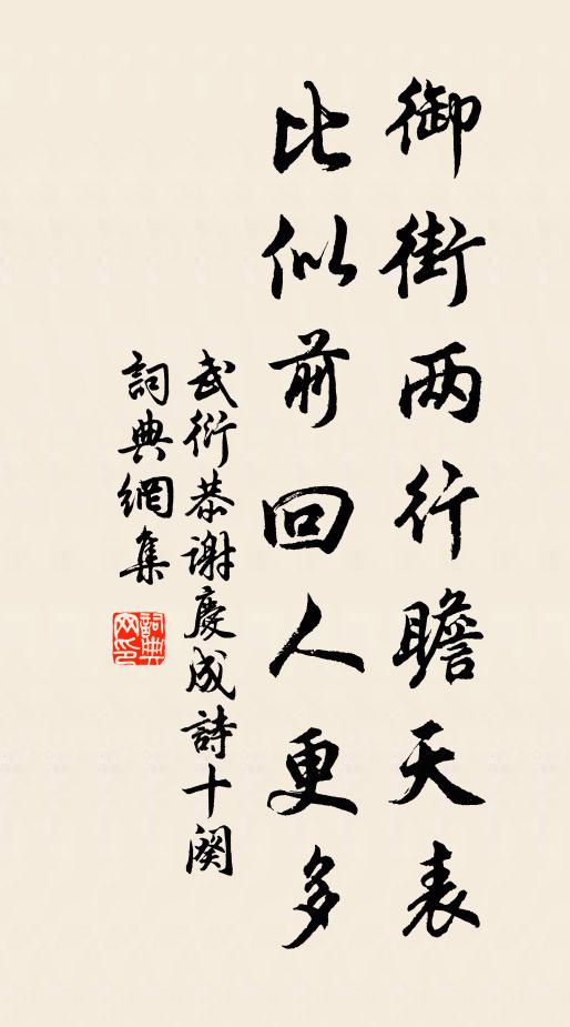 武衍御街两行瞻天表，比似前回人更多书法作品欣赏