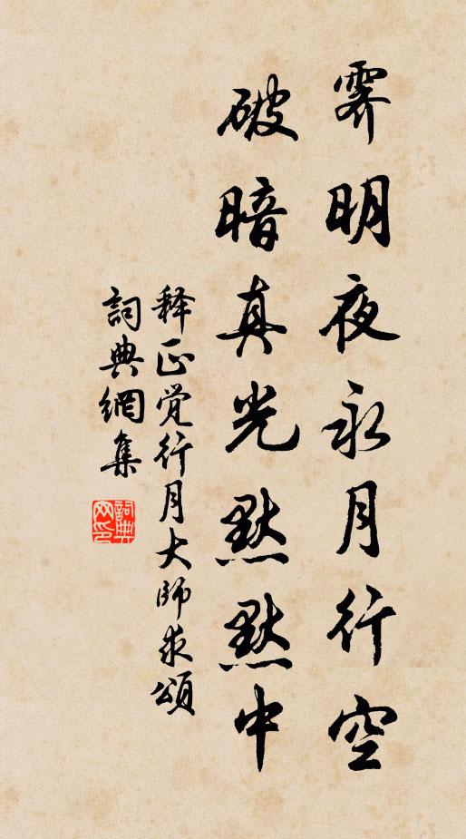 释正觉霁明夜永月行空，破暗真光默默中书法作品欣赏