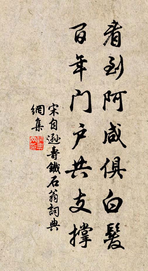 宋自逊看到阿咸俱白发,百年门户共支撑书法作品欣赏