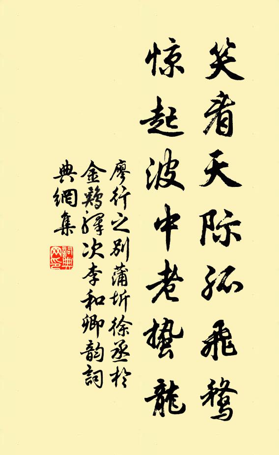 廖行之笑看天际孤飞鹜，惊起波中老蛰龙书法作品欣赏