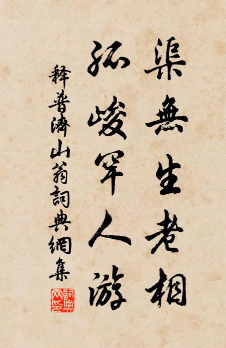 释普济渠无生老相，孤峻罕人游书法作品欣赏