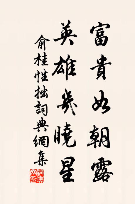 俞桂富贵如朝露，英雄几晓星书法作品欣赏