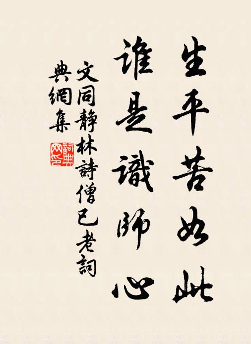 文同生平苦如此，谁是识师心书法作品欣赏