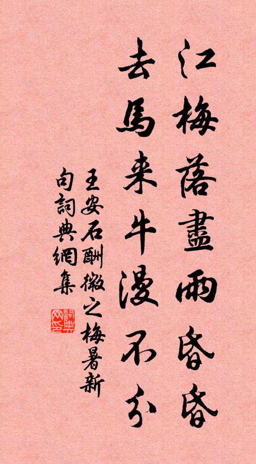 王安石江梅落尽雨昏昏，去马来牛漫不分书法作品欣赏