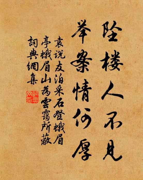 袁说友坠楼人不见，举案情何厚书法作品欣赏
