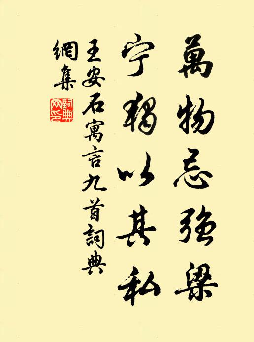 王安石万物忌强梁，宁独以其私书法作品欣赏