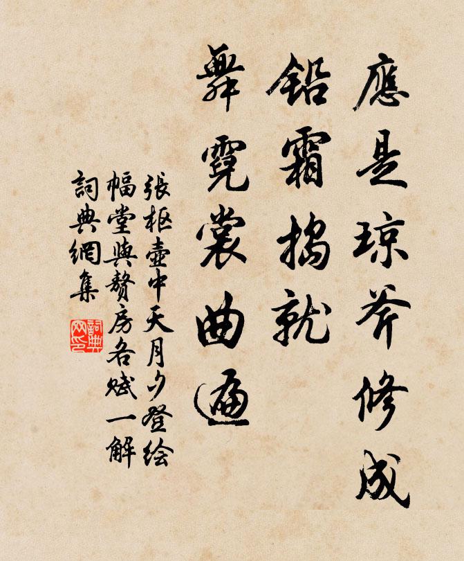 张枢应是琼斧修成，铅霜捣就，舞霓裳曲遍书法作品欣赏