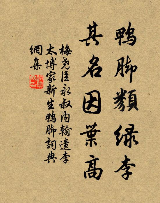 梅尧臣鸭脚类绿李，其名因叶高书法作品欣赏