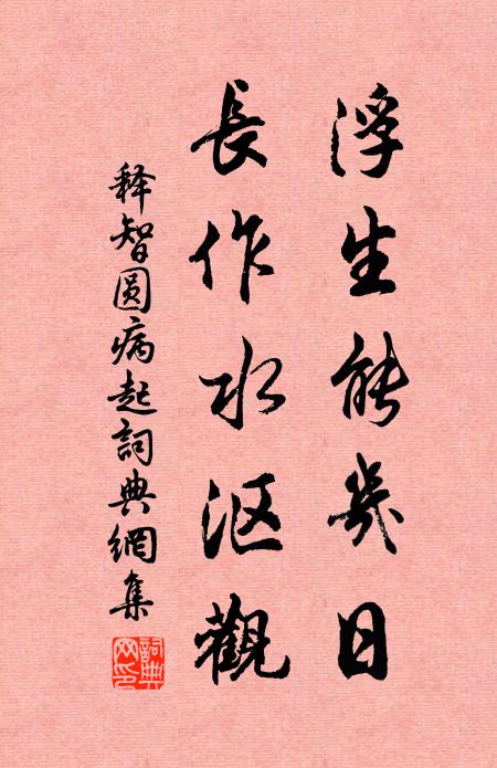 释智圆浮生能几日，长作水沤观书法作品欣赏