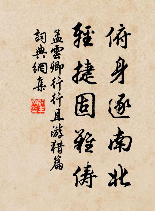 孟云卿俯身逐南北，轻捷固难俦书法作品欣赏