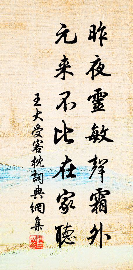 王大受昨夜灵敏声霜外，元来不比在家听书法作品欣赏