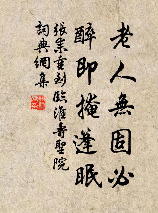 张耒老人无固必，醉即掩篷眠书法作品欣赏