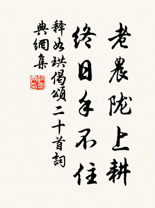释如珙老农陇上耕，终日手不住书法作品欣赏