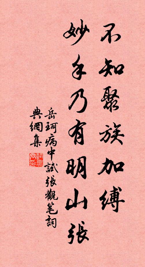 岳珂不知聚族加缚，妙手乃有明山张书法作品欣赏
