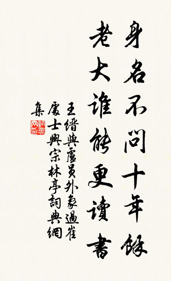 王缙身名不问十年馀，老大谁能更读书书法作品欣赏