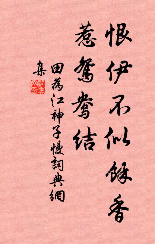 田为恨伊不似馀香，惹鸳鸯结书法作品欣赏