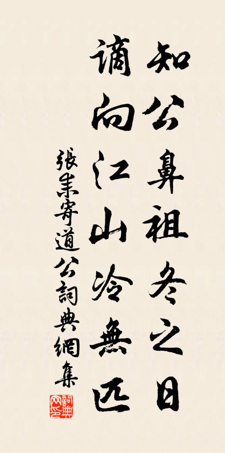 张耒知公鼻祖冬之日，谪向江山冷无匹书法作品欣赏