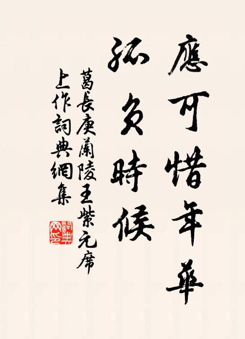 葛长庚应可惜年华，孤负时候书法作品欣赏