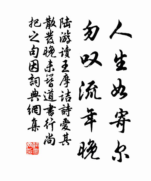 陆游人生如寄尔，勿叹流年晚书法作品欣赏