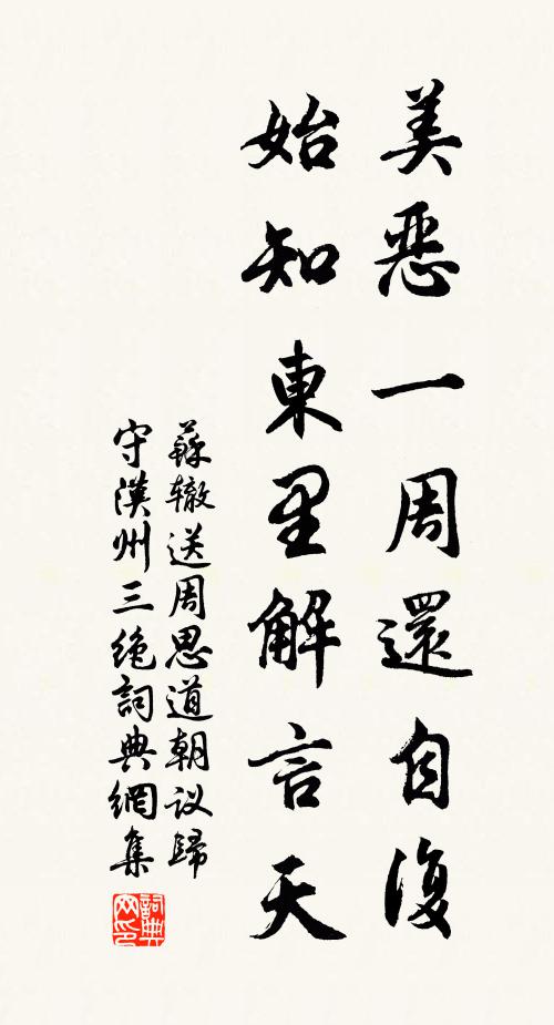 苏辙美恶一周还自复，始知东里解言天书法作品欣赏