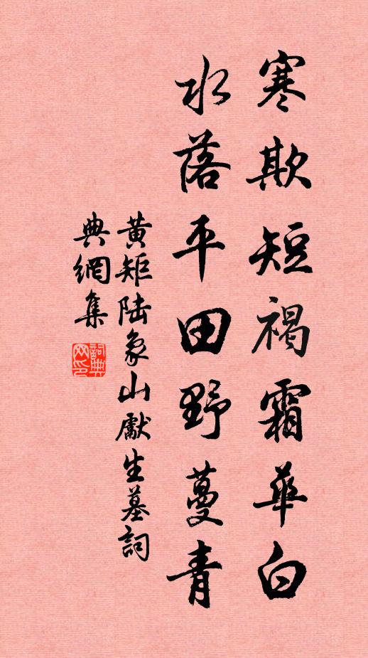 黄矩寒欺短褐霜华白，水落平田野蔓青书法作品欣赏