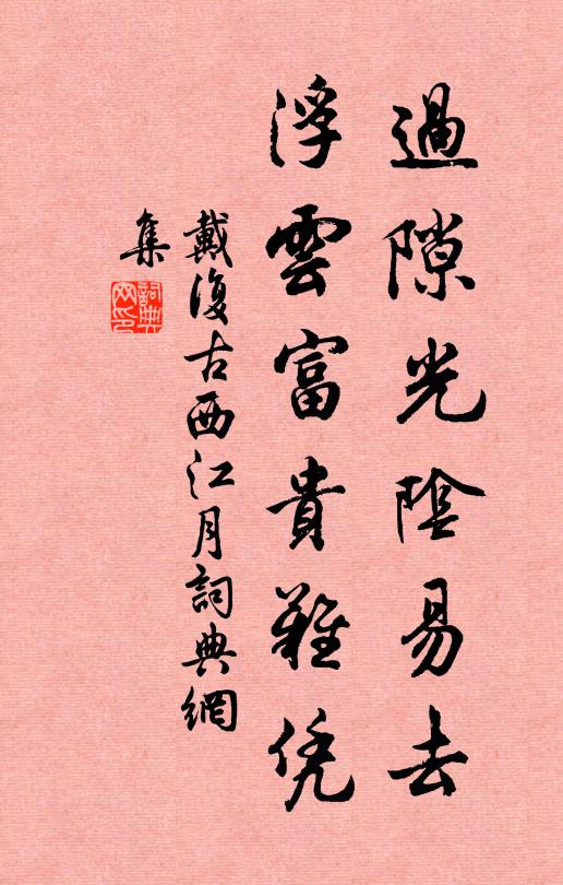戴复古过隙光阴易去，浮云富贵难凭书法作品欣赏