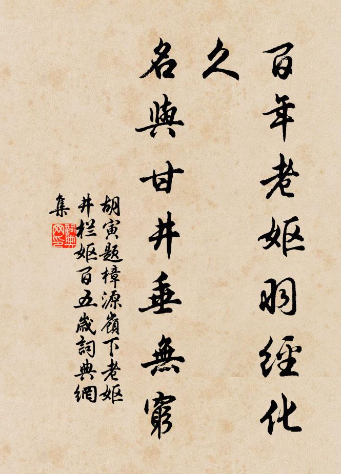 胡寅百年老妪羽经化久，名与甘井垂无穷书法作品欣赏