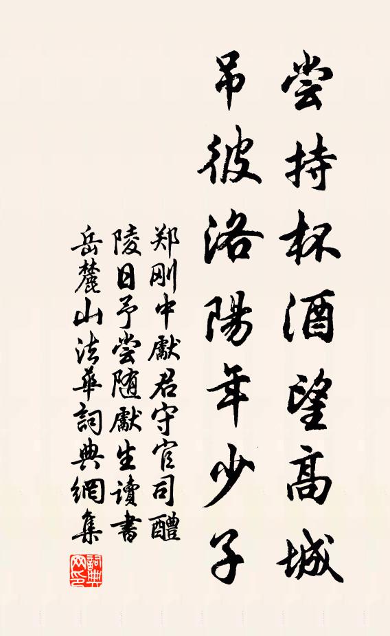 郑刚中尝持杯酒望高城，吊彼洛阳年少子书法作品欣赏