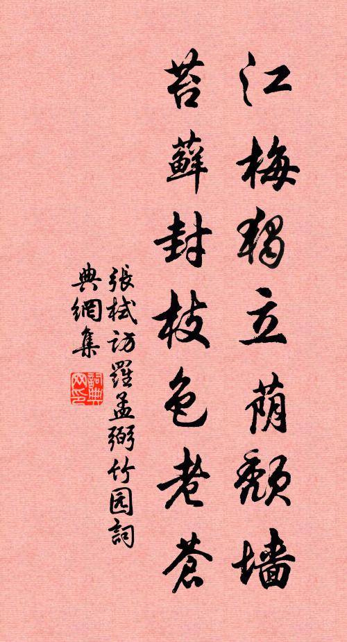张栻江梅独立荫颓墙，苔藓封枝色老苍书法作品欣赏