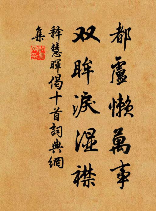 释慧晖都卢懒万事，双眸泪湿襟书法作品欣赏