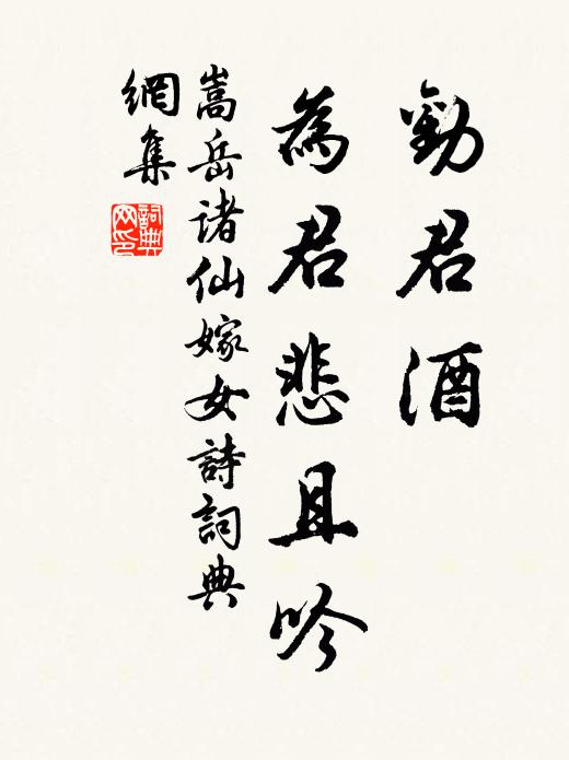 嵩岳诸仙劝君酒,为君悲且吟书法作品欣赏