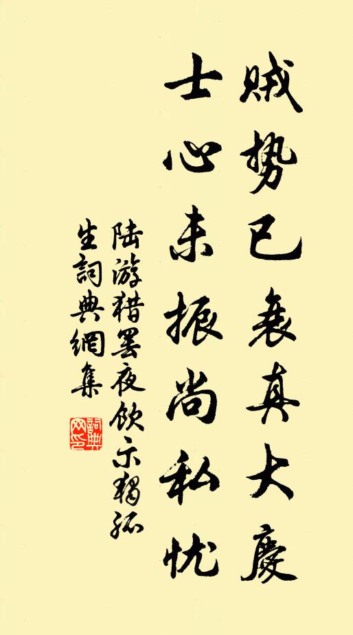 陆游贼势已衰真大庆，士心未振尚私忧书法作品欣赏
