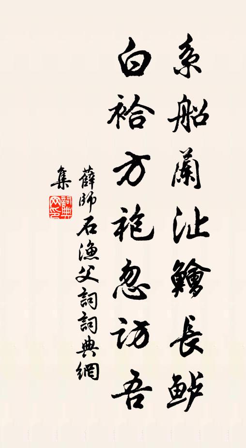 薛师石系船兰沚鱠长鲈，白袷方袍忽访吾书法作品欣赏