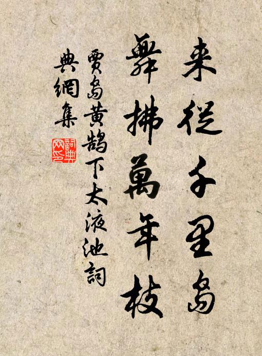 贾岛来从千里岛，舞拂万年枝书法作品欣赏