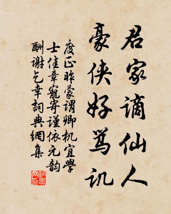 度正君家谪仙人，豪侠好骂讥书法作品欣赏