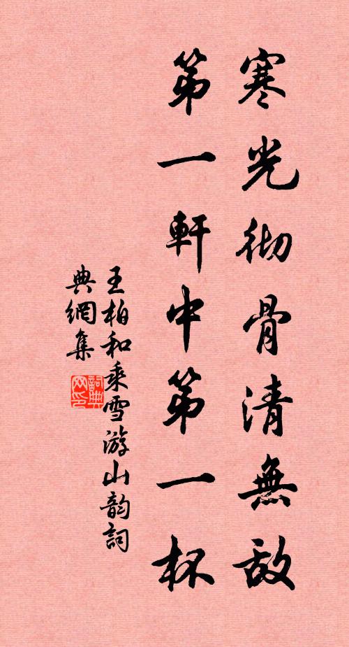 王柏寒光彻骨清无敌，第一轩中第一杯书法作品欣赏