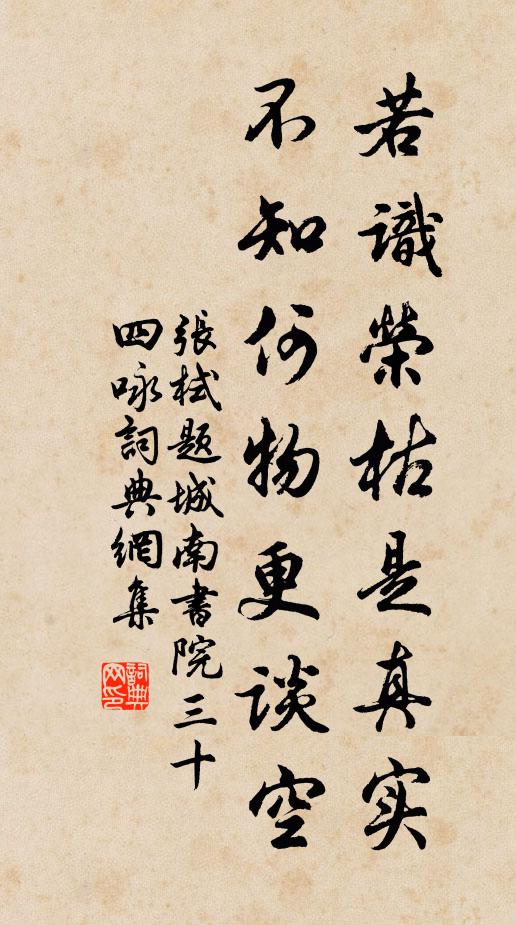 张栻若识荣枯是真实，不知何物更谈空书法作品欣赏
