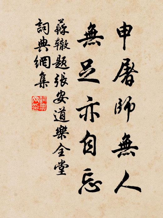 苏辙申屠师无人，无足亦自忘书法作品欣赏