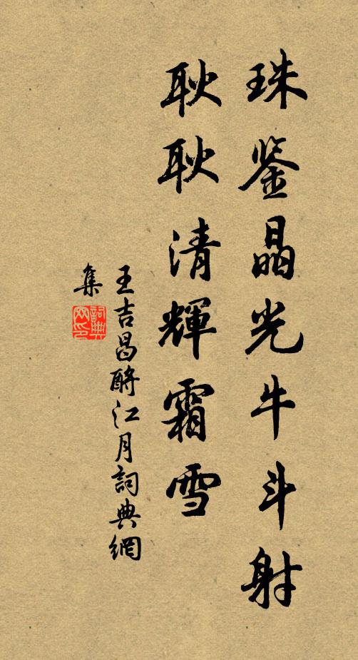 王吉昌珠鉴晶光牛斗射，耿耿清辉霜雪书法作品欣赏