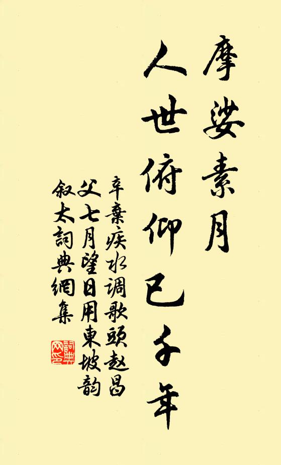 辛弃疾摩娑素月，人世俯仰已千年书法作品欣赏