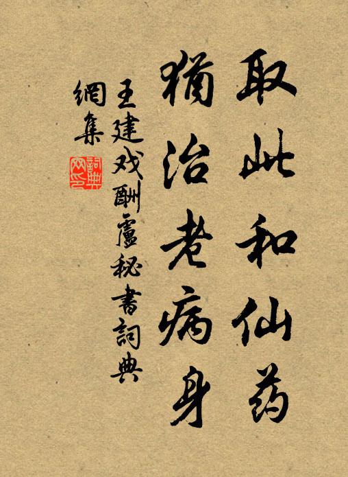 王建取此和仙药，犹治老病身书法作品欣赏