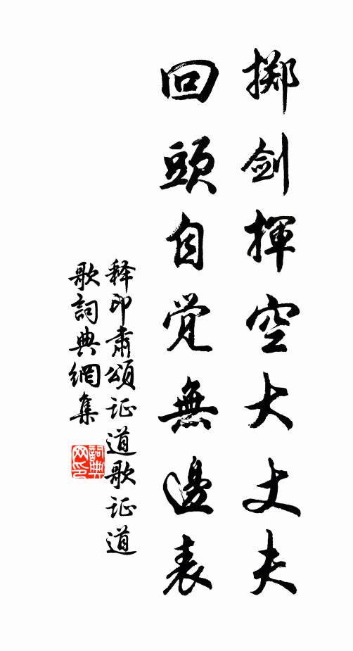 释印肃掷剑挥空大丈夫，回头自觉无边表书法作品欣赏