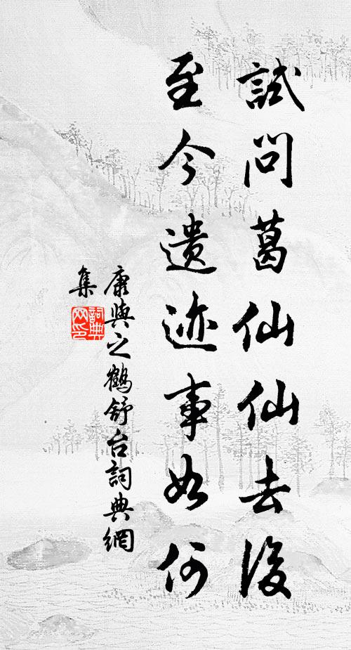 康与之试问葛仙仙去后，至今遗迹事如何书法作品欣赏