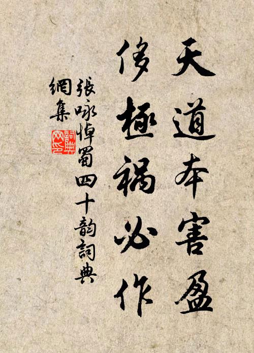 张咏天道本害盈,侈极祸必作书法作品欣赏