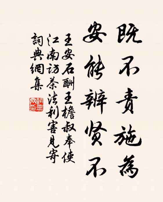 王安石既不责施为,安能辨贤不书法作品欣赏