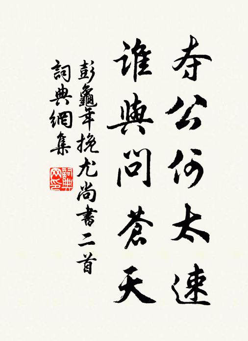 彭龟年夺公何太速，谁与问苍天书法作品欣赏