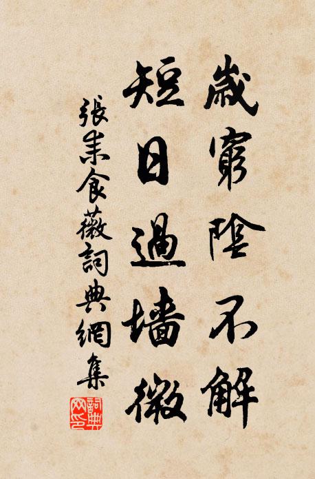 张耒岁穷阴不解，短日过墙微书法作品欣赏