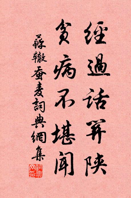 苏辙经过话关陕，贫病不堪闻书法作品欣赏