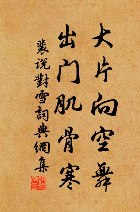 裴说大片向空舞，出门肌骨寒书法作品欣赏